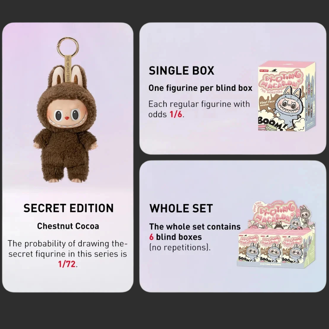 POP MART - Labubu The Monsters - V1.0 - Exciting Macaron Plush Pendant (1 blind box)