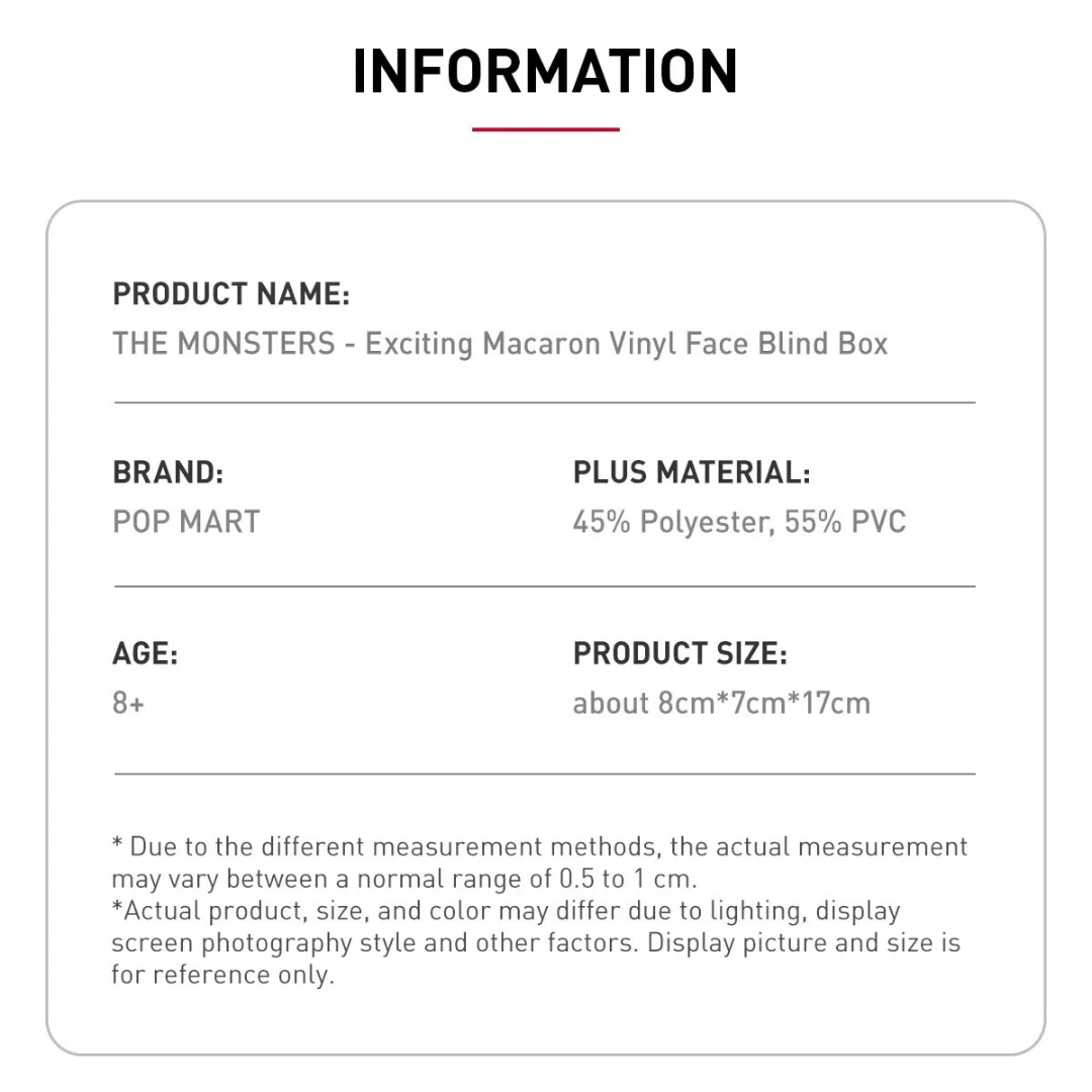 POP MART - Labubu The Monsters - V1.0 - Exciting Macaron Plush Pendant (1 blind box)