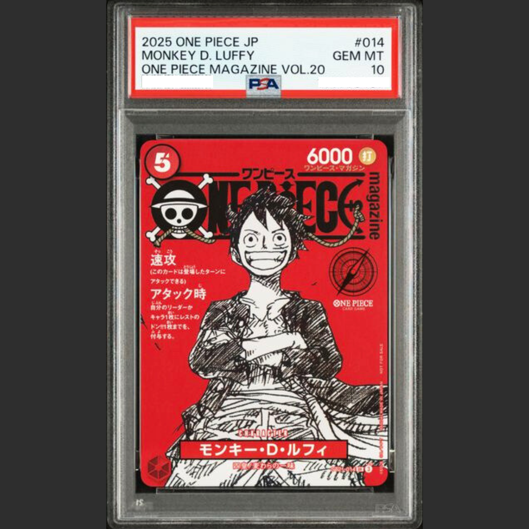 PSA 10 - One Piece JAP - #014 MONKEY D. LUFFY - MAGAZINE VOL.20