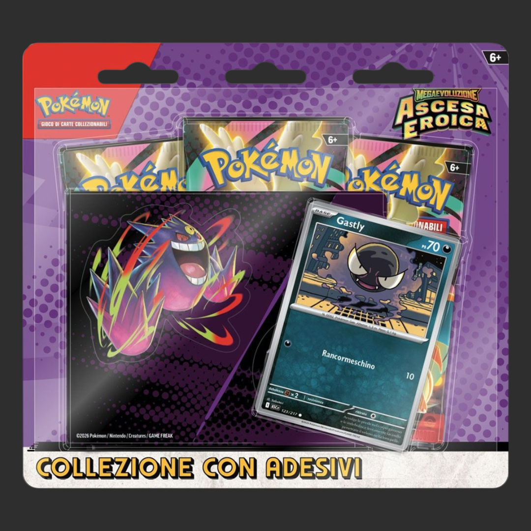 Pokémon - Ascesa Eroica - Collezione con adesivi Gastly - Ita