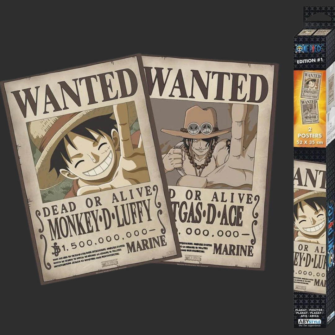One Piece | Set 2 Chibi Posters: Wanted Luffy / Ace (52x38)
