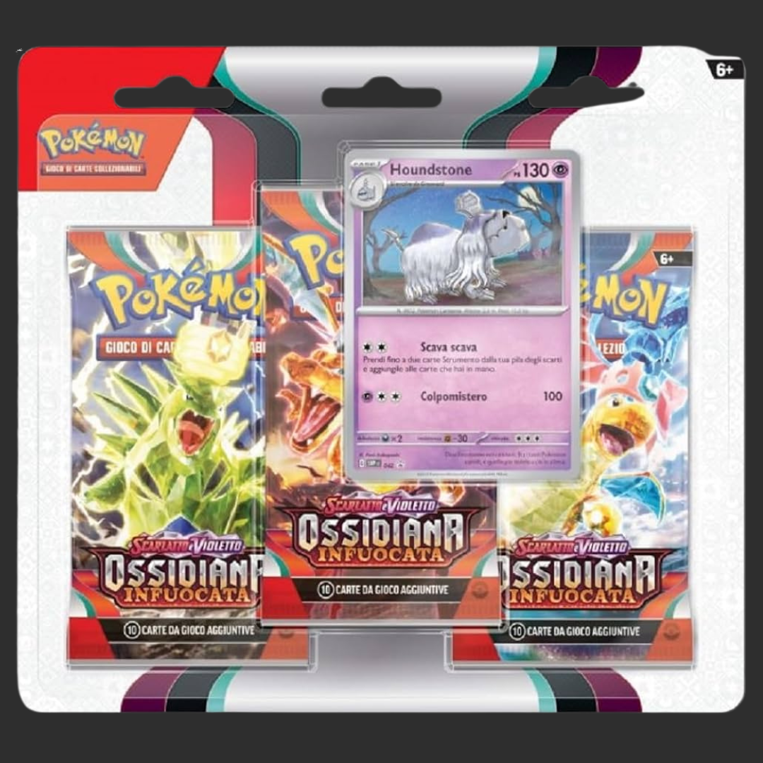 Pokémon - Ossidiana Infuocata - Blister 3 Bustine (Houndstone) - Ita