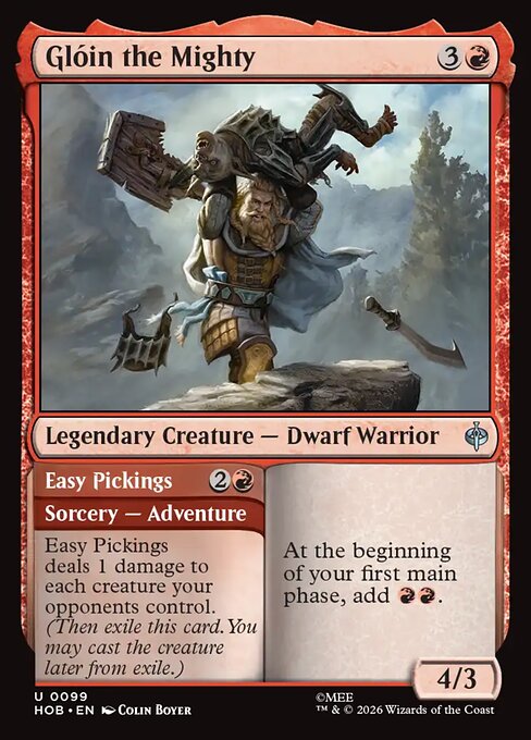 Glóin the Mighty // Easy Pickings HOB 099 Foil - Magic The Hobbit carta singola ENG
