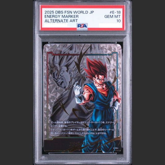 PSA 10 - Dragon Ball Fusion World Jap - ENERGY MARKER PACK 04 - #E-18 ENERGY MARKER ALTERNATE ART