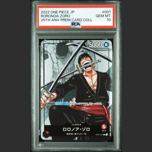 PSA 10 - One Piece JAP - 25TH ANNIVERSARY PREMIUM CARD COLLECTION - #001 RORONOA ZORO