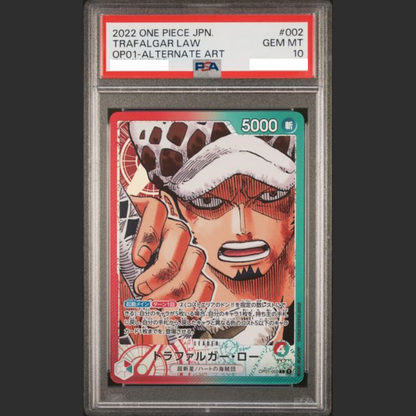 PSA 10 - One Piece JAP - OP01 - #002 TRAFALGAR LAW - ALTERNATE ART