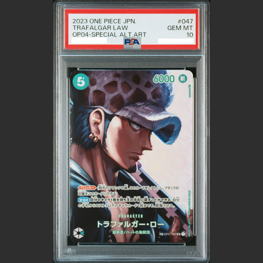 PSA 10 - One Piece JAP - OP04 - #047 TRAFALGAR LAW - SPECIAL ALTERNATE ART