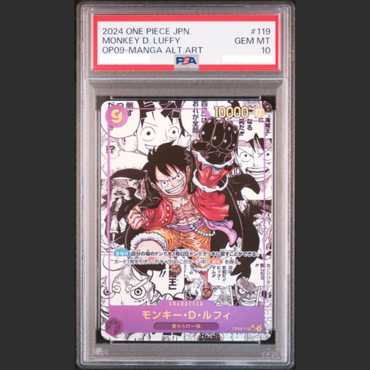 PSA 10 - One Piece JAP - OP09 - #119 MONKEY D. LUFFY - MANGA ALTERNATE ART
