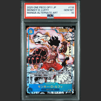 PSA 10 - One Piece JAP - OP11 - #118 MONKEY D. LUFFY - MANGA ALTERNATE ART