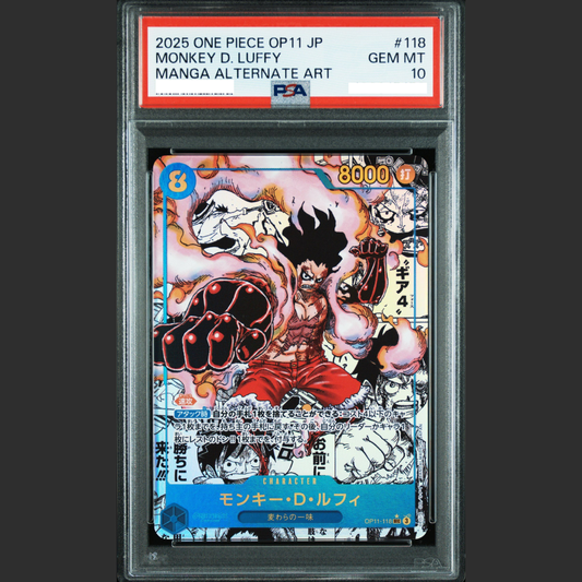 PSA 10 - One Piece JAP - OP11 - #118 MONKEY D. LUFFY - MANGA ALTERNATE ART