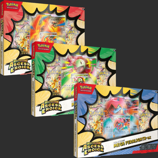 Pokémon - Ascesa Eroica - Ascesa Eroica – Bundle Collezioni Mega Emboar-ex, Mega Feraligatr-ex e Mega Meganium-ex – Ita