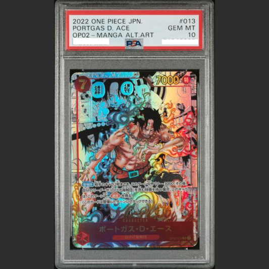 PSA 10 - One Piece JAP - OP02 - #013 PORTGAS D. ACE - MANGA ALTERNATE ART