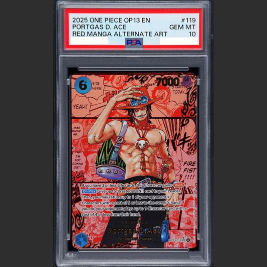 PSA 10 (su prenotazione) - One Piece JAP - OP13 - #119 PORTGAS D. ACE - RED MANGA ALTERNATE ART