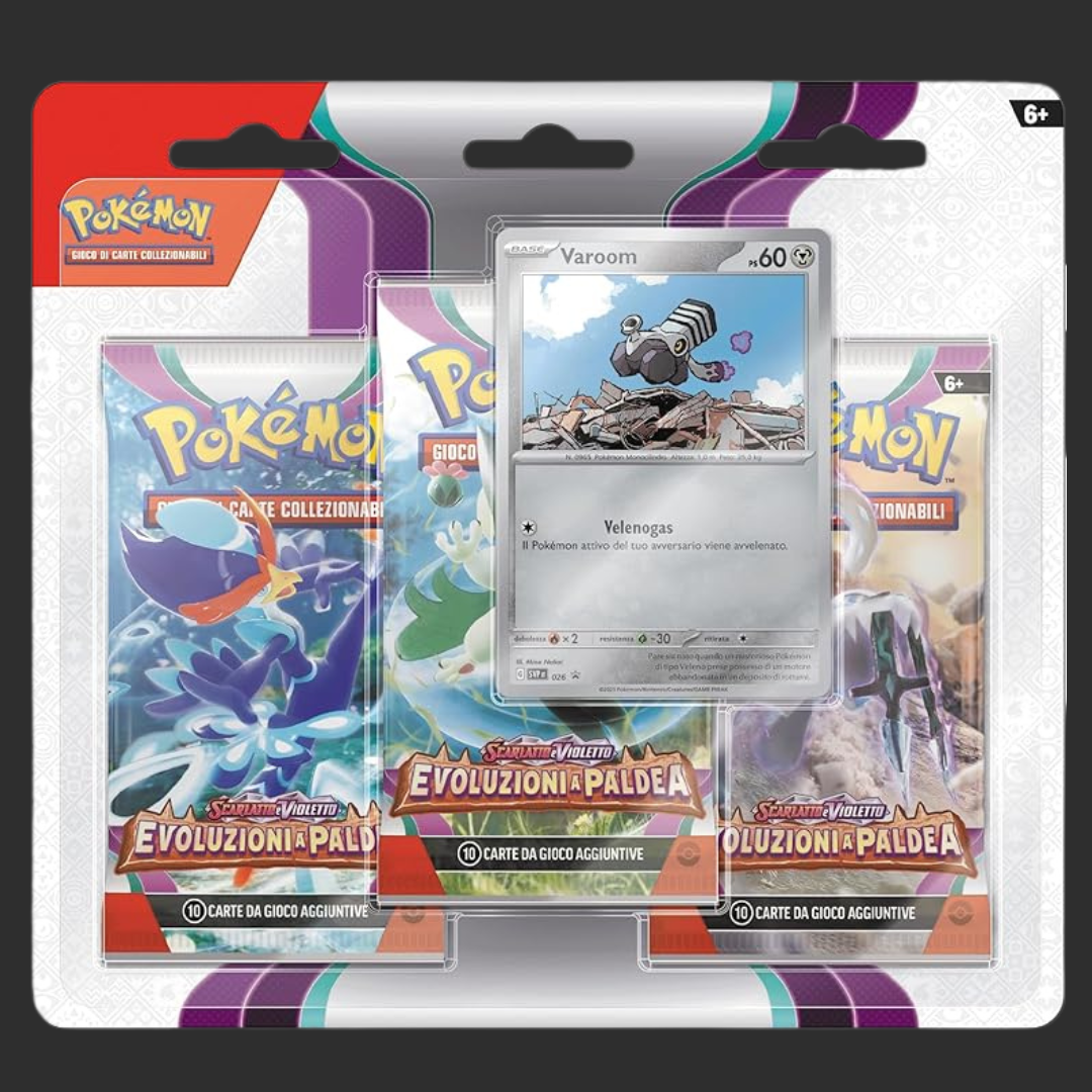 Pokémon Evoluzioni a Paldea - Blister 3 bustine + Promo Varoom -  Ita